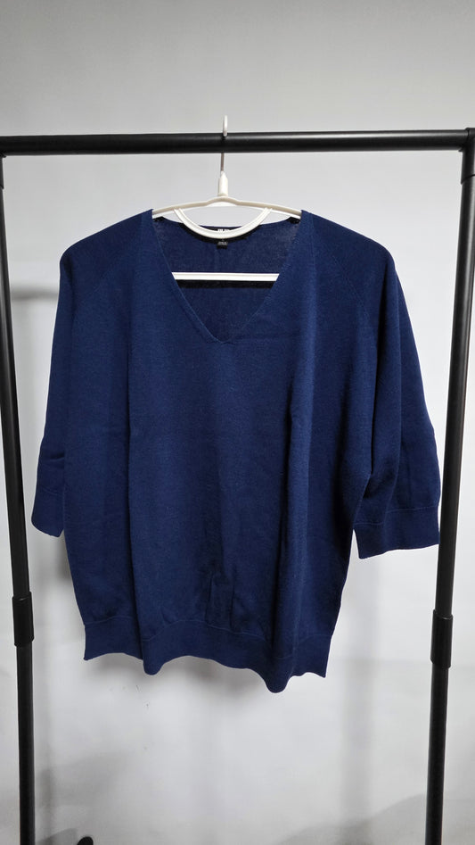 Pre-loved Uniqlo 3D Knit V Neck Dolman 3/4 Sleeve Sweater
