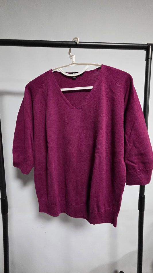 Pre-loved Uniqlo 3D Knit V Neck Dolman 3/4 Sleeve Sweater